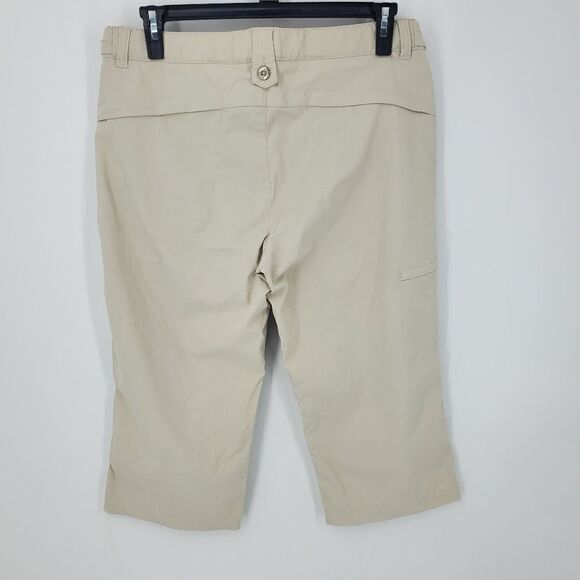 Eddie Bauer Sports Khaki Color Cropped Pants Size 14 W/ Adjustable Side Buttons - Picture 10 of 10